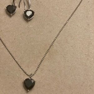 Silver/tourmaline earring and necklace set